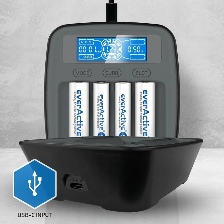 EVERACTIVE ŁADOWARKA DO AKMULATORÓW NI-MH USB-C NC1000MV2