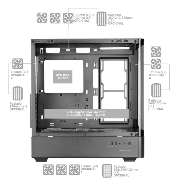 TACENS MARS MC-LCDPRO 7.2" IPS LCD ATX- obudowa