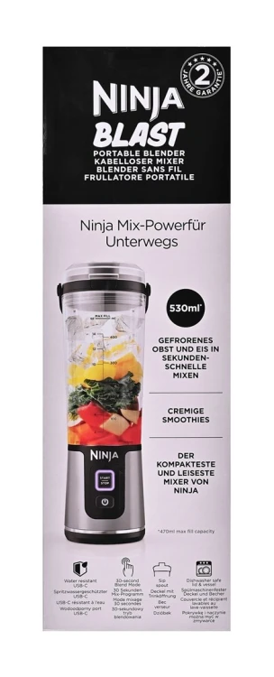 Blender sportowy Ninja Blast 0,53L 14,4W Czarny