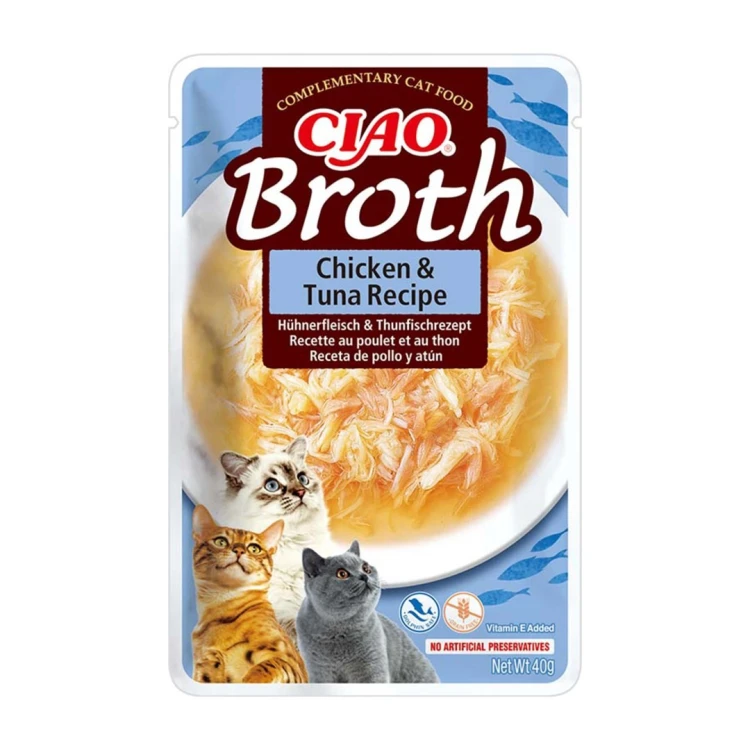 INABA CAT CIAO BROTH CHICKEN,SALMON,TUNA 10x40g