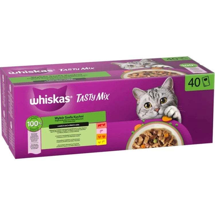 Whiskas Tasty mix wybór szefa kuchni w sosie mokra karma dla kota 40x85g