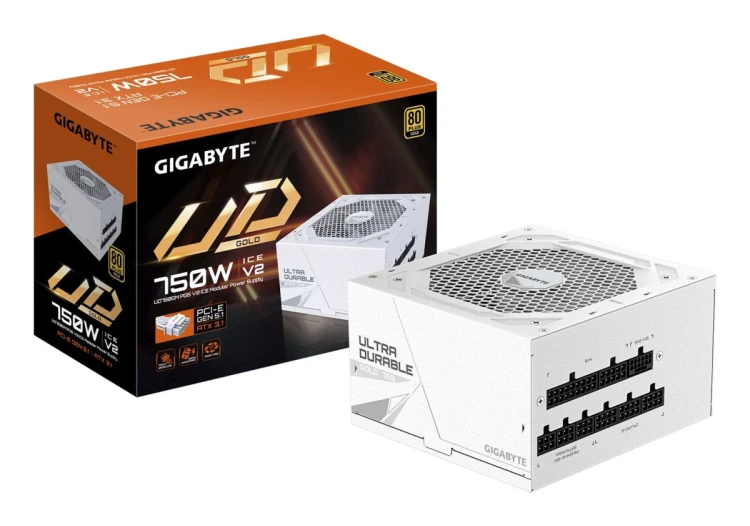 GIGABYTE UD750GM PG5 V2 ICE moduł zasilaczy 750 W 20+4 pin ATX ATX Biały