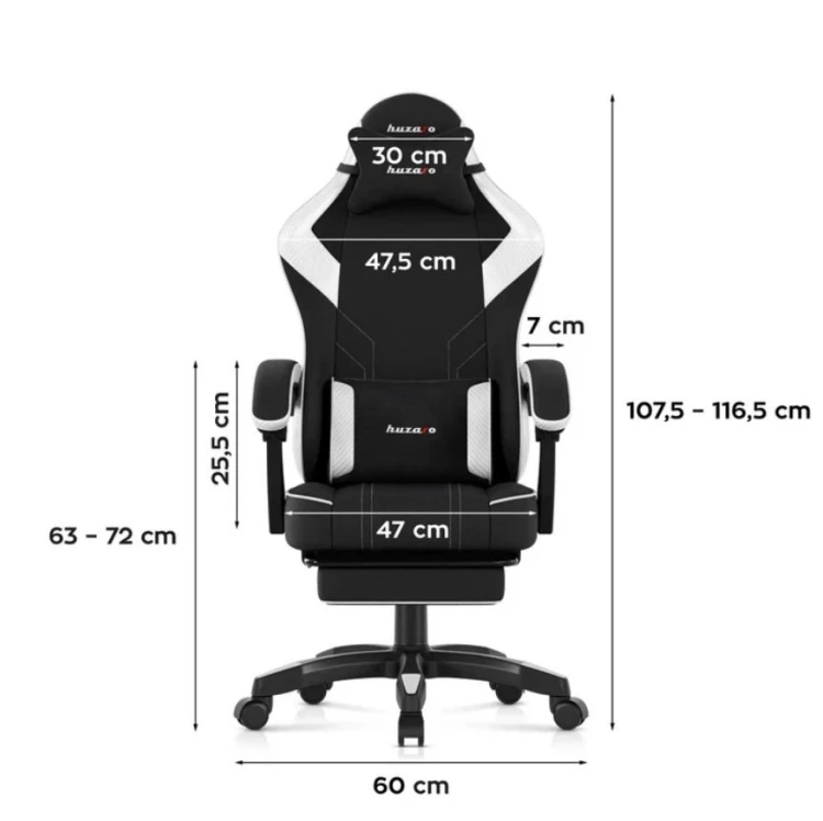 Fotel gamingowy Huzaro Force 3.7 White Carbon