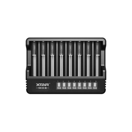 XTAR ŁADOWARKA DO AKUMULATORÓW LI-ION 3,6V / 3,7V / 1,5V ORAZ 1,2V NI-MH - 8 KANAŁÓW MX8