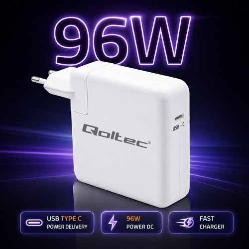QOLTEC ŁADOWARKA 96W | USB-C | 5-20V | 3-4.8A