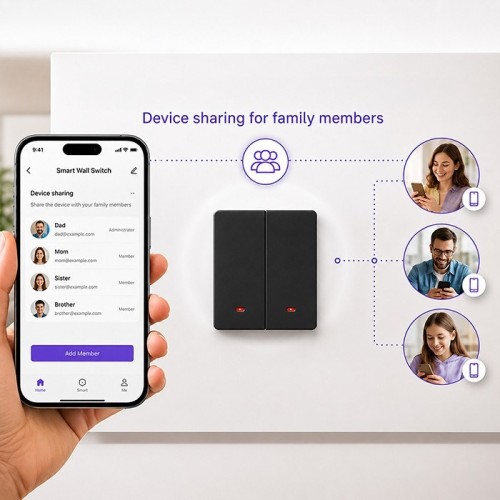 QOLTEC WŁĄCZNIK/WYŁĄCZNIK ŚWIATŁA | 2-KANAŁOWY | WI-FI | TIMER | TUYA | CZARNY