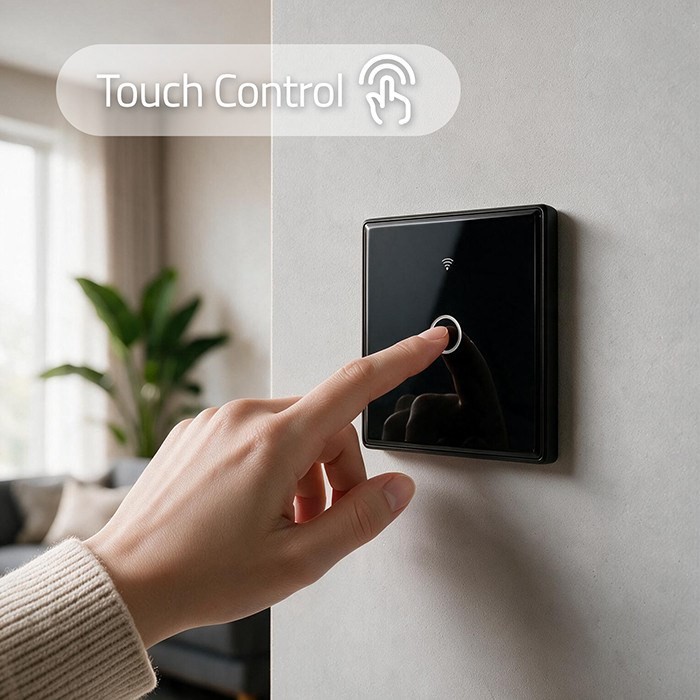 QOLTEC WŁĄCZNIK/WYŁĄCZNIK ŚWIATŁA | DOTYKOWY 1-KANAŁOWY | WI-FI | TIMER | TUYA | CZARNY