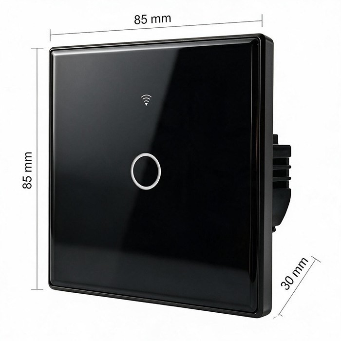 QOLTEC WŁĄCZNIK/WYŁĄCZNIK ŚWIATŁA | DOTYKOWY 1-KANAŁOWY | WI-FI | TIMER | TUYA | CZARNY