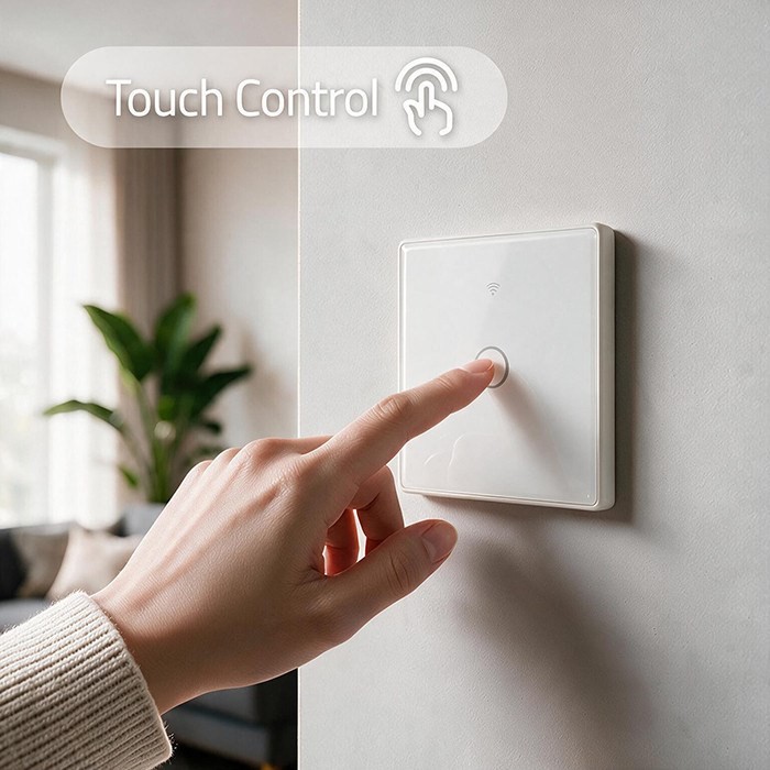 QOLTEC WŁĄCZNIK/WYŁĄCZNIK ŚWIATŁA | DOTYKOWY 1-KANAŁOWY | WI-FI | TIMER | TUYA | BIAŁY