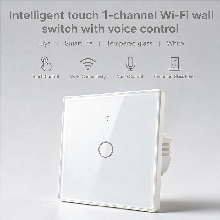 QOLTEC WŁĄCZNIK/WYŁĄCZNIK ŚWIATŁA | DOTYKOWY 1-KANAŁOWY | WI-FI | TIMER | TUYA | BIAŁY