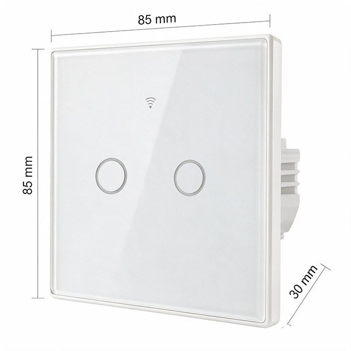QOLTEC WŁĄCZNIK/WYŁĄCZNIK ŚWIATŁA | DOTYKOWY 2-KANAŁOWY | WI-FI | TIMER | TUYA | BIAŁY