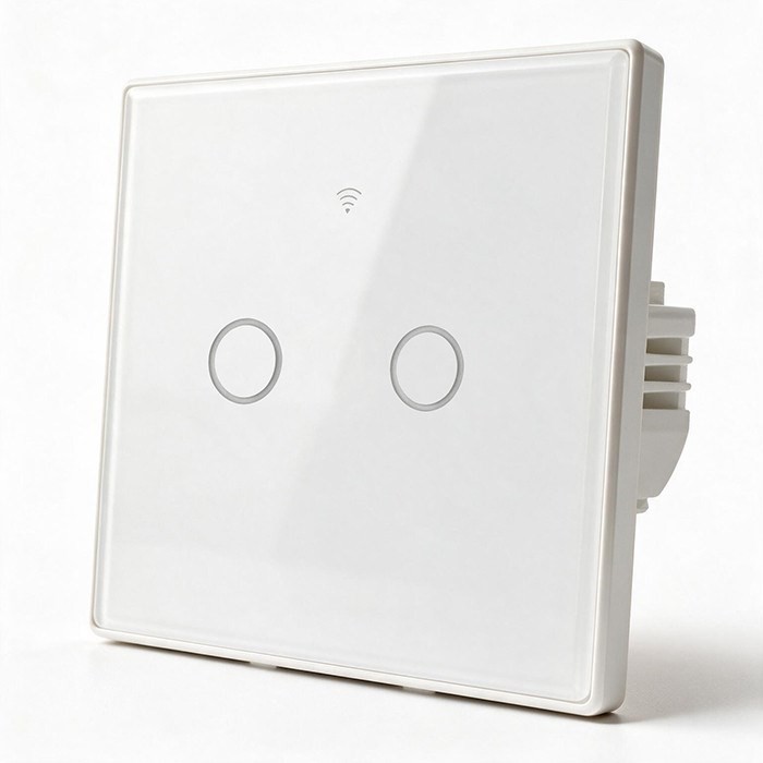 QOLTEC WŁĄCZNIK/WYŁĄCZNIK ŚWIATŁA | DOTYKOWY 2-KANAŁOWY | WI-FI | TIMER | TUYA | BIAŁY