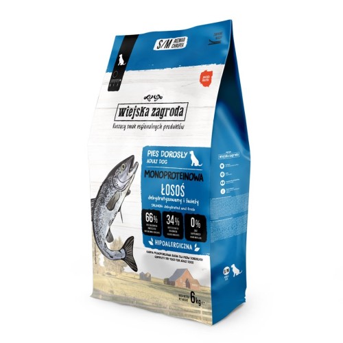 WIEJSKA ZAGRODA Mono Łosoś - sucha karma dla psa - 6kg