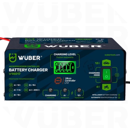 Prostownik mikroprocesorowy 6-12V 15A + ładowarka do akumulatora W14017 WUBER
