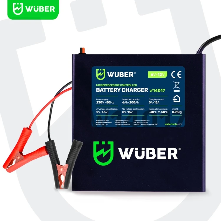 Prostownik mikroprocesorowy 6-12V 15A + ładowarka do akumulatora W14017 WUBER