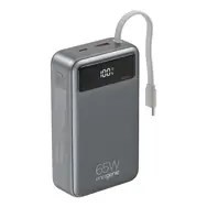 Gembird PB20-PD65-LCD-01 Powerbank 65W, szybkie ładowanie, zintegrowane kable, 20000 mAh, czarny