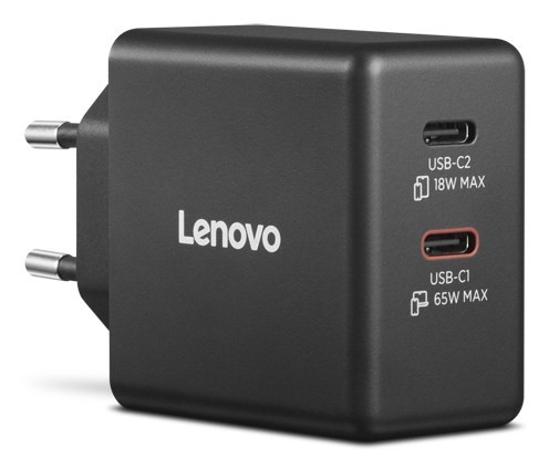 Podwójna ładowarka Lenovo USB-C 65 W GaN — UE | Złącze USB-C | Ładowarka
