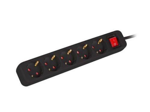 LANBERG LISTWA PRZEDŁUŻACZ 1.5M 5X 230V SCHUKO Z WYŁĄCZNIKIEM KABEL WYKONANY Z PEŁNEJ MIEDZI CZARNA