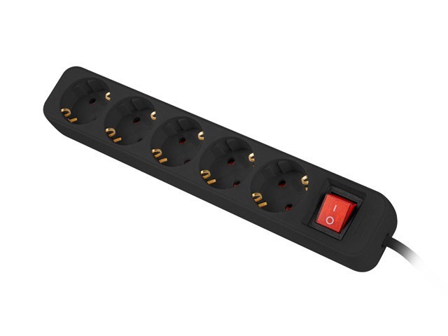 LANBERG LISTWA PRZEDŁUŻACZ 1.5M 5X 230V SCHUKO Z WYŁĄCZNIKIEM KABEL WYKONANY Z PEŁNEJ MIEDZI CZARNA