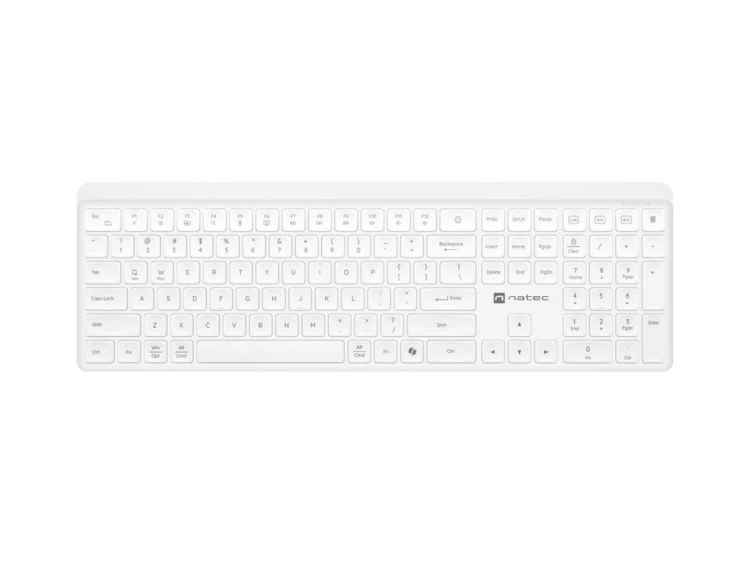 NATEC KLAWIATURA TANG US BEZPRZEWODOWA BT + 2.4GHZ CICHA SLIM BIAŁA