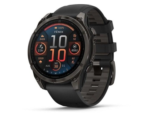 Garmin fenix 8 3,56 cm (1.4") AMOLED 47 mm Cyfrowy 454 x 454 px Ekran dotykowy Czarny Wi-Fi GPS
