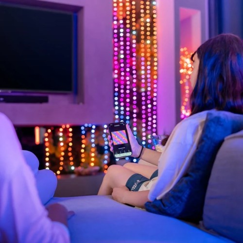 Twinkly Candies – 100 Lampki w kształcie pereł RGB LEDs, zielony przewód, USB-C