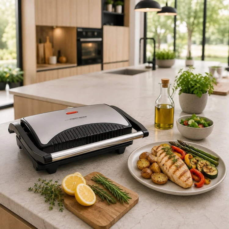 Grill elektryczny stołowy Esperanza Taleggio EKG006 (stołowy-zamknięty; 750W; kolor inox)