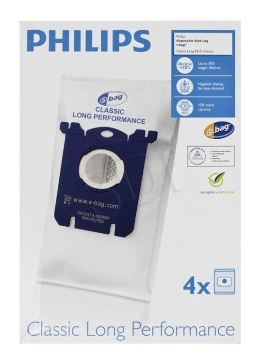 Worek do odkurzacza Philips (Materiał tekstylny; Philips FC8021/03; 4 szt.)